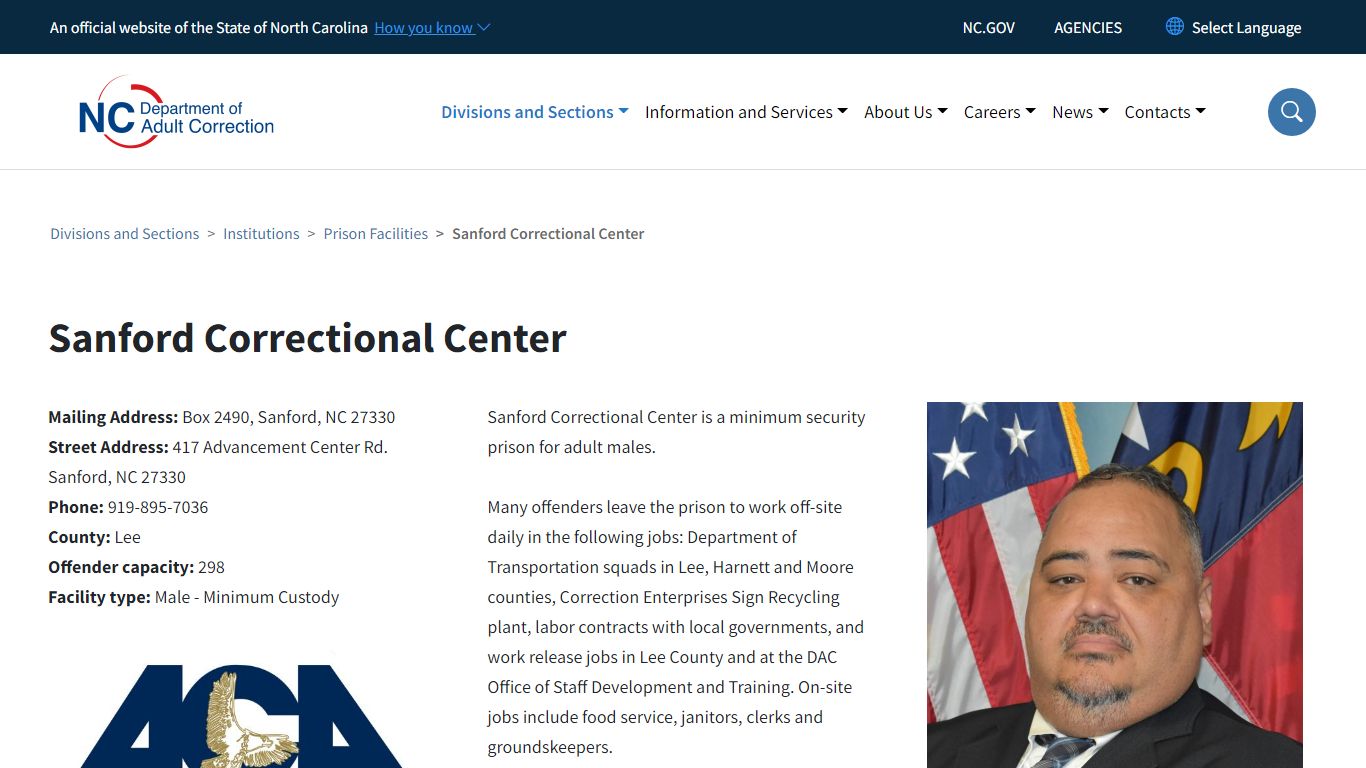 Sanford Correctional Center | NC DAC